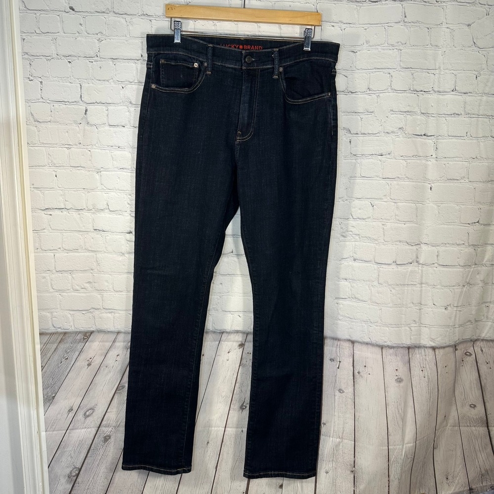 Lucky Brand 223 Straight Leg Jeans Mens 34x34 Dark Wash Coolmax Tencel Stretch